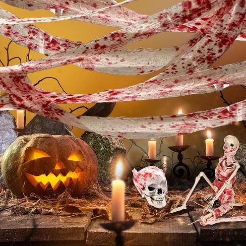 قماش مخيف للهالوين، شاش مخيف للدم مقاس 8.89 سم × 93.48 سم، إكسسوارات تنكرية لشريط الدم لحفلة الهالوين، ملحقات تنكرية للأم والزومبي in Kuwait