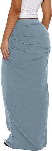 Bodyon Long Skirts for Women - Ruched High Waist Party Club Night Out Pencil Flowy Maxi Skirt in Kuwait