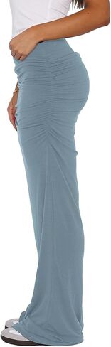 Bodyon Long Skirts for Women - Ruched High Waist Party Club Night Out Pencil Flowy Maxi Skirt in Kuwait
