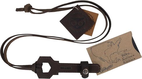 Hide & Drink - Key Shape Adjustable Eyeglasses Strap Handmade from Full Grain Leather - Bourbon Brown in Saudi Arabia