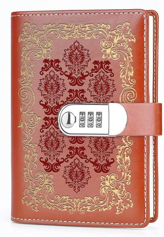 هدية عتيقة مقاس A5، دفتر يوميات جلدي قابل لإعادة التعبئة، غطاء صلب من الجلد، مذكرات قفل سفر منقوشة قديمة (أزرق عتيق) in Kuwait