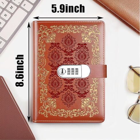 هدية عتيقة مقاس A5، دفتر يوميات جلدي قابل لإعادة التعبئة، غطاء صلب من الجلد، مذكرات قفل سفر منقوشة قديمة (أزرق عتيق) in Kuwait