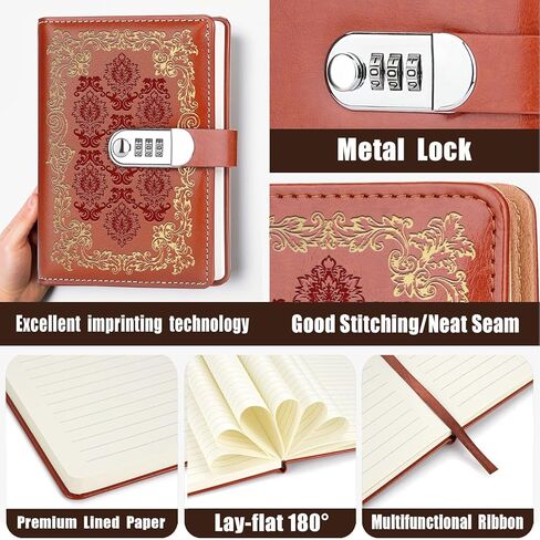 هدية عتيقة مقاس A5، دفتر يوميات جلدي قابل لإعادة التعبئة، غطاء صلب من الجلد، مذكرات قفل سفر منقوشة قديمة (أزرق عتيق) in Kuwait