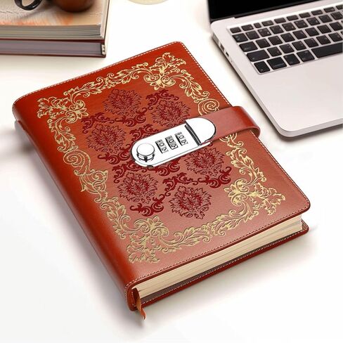 هدية عتيقة مقاس A5، دفتر يوميات جلدي قابل لإعادة التعبئة، غطاء صلب من الجلد، مذكرات قفل سفر منقوشة قديمة (أزرق عتيق) in Kuwait