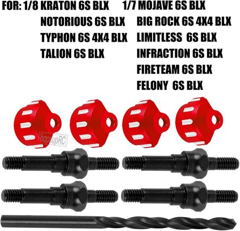 RC #45 Steel Shock Standoff Set&Shock Cap Protector Upgrade Parts for 1/8 KRATON/NOTORIOUS/OUTCAST/TYPHON 6S BLX,1/7 INFRACTION/MOJAVE/FIRETEAM 6S BLX.Shock Absorber Bracket Screw&Shock Cap.Red in Kuwait