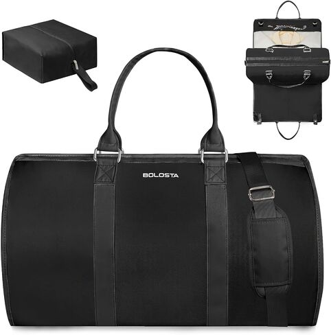 3Pcs Garment Duffle Bags for Travel Convertible Carry on Garment Bag for Women with Shoe Pouch Hanging Suit Bag for Clothes/Dresses (Black) in Saudi Arabia