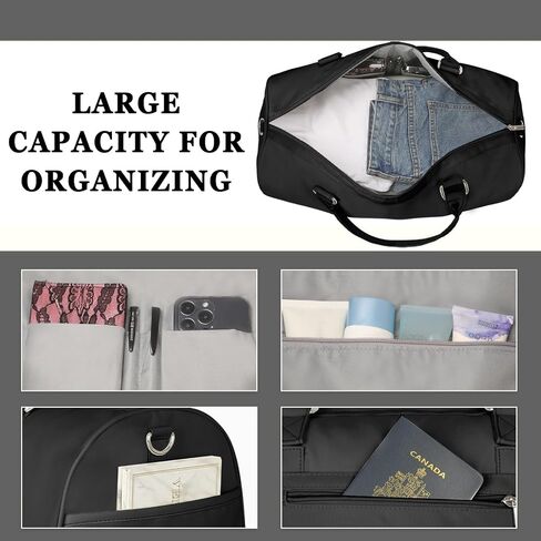 3Pcs Garment Duffle Bags for Travel Convertible Carry on Garment Bag for Women with Shoe Pouch Hanging Suit Bag for Clothes/Dresses (Black) in Saudi Arabia