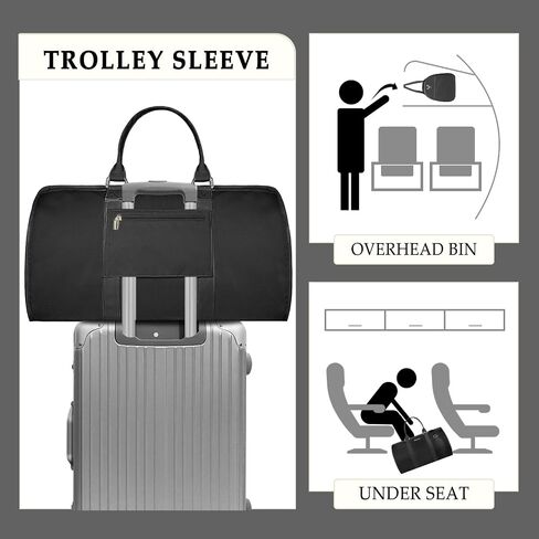 3Pcs Garment Duffle Bags for Travel Convertible Carry on Garment Bag for Women with Shoe Pouch Hanging Suit Bag for Clothes/Dresses (Black) in Saudi Arabia