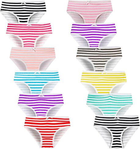 Teen Girls Underwear for 12 Pack Cotton Briefs (L, Multicolor, 8-16Years) in Saudi Arabia
