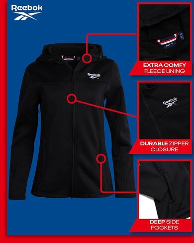 Reebok Women's Jacket - Windproof Woven Softshell Jacket with Hood for Running, Hiking - Lightweight Jackets for Women (S-XL) in Kuwait
