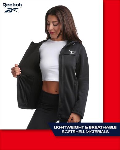 Reebok Women's Jacket - Windproof Woven Softshell Jacket with Hood for Running, Hiking - Lightweight Jackets for Women (S-XL) in Kuwait