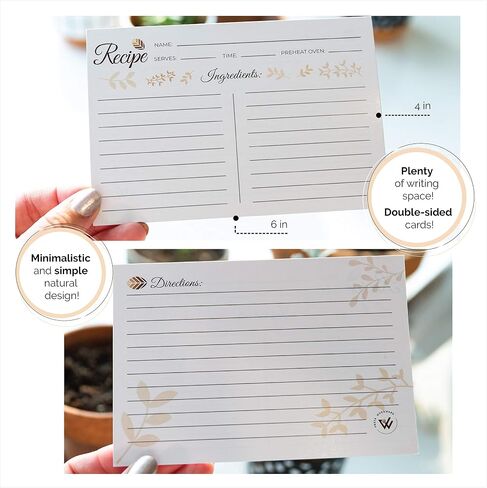4x6 Double Sided - Thick Recipe Card with Plenty of Writing Space - Set of 50 Blank Ideal Recipe Cards for Bridal Shower, Weddings, Graduation and Mother's Day in Saudi Arabia
