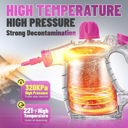 Pressurized Handheld Steam Cleaner with 10pcs Accessories&Safety Lock, Multi-Purpose Natural Deep Cleaning Steamer, Multi-Surface Steamer for Cleaning Home, Car, Upholstery, Grout, Grime and Grease in Saudi Arabia