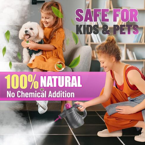 Pressurized Handheld Steam Cleaner with 10pcs Accessories&Safety Lock, Multi-Purpose Natural Deep Cleaning Steamer, Multi-Surface Steamer for Cleaning Home, Car, Upholstery, Grout, Grime and Grease in Saudi Arabia