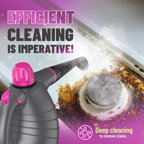 Pressurized Handheld Steam Cleaner with 10pcs Accessories&Safety Lock, Multi-Purpose Natural Deep Cleaning Steamer, Multi-Surface Steamer for Cleaning Home, Car, Upholstery, Grout, Grime and Grease in Saudi Arabia