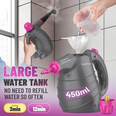 Pressurized Handheld Steam Cleaner with 10pcs Accessories&Safety Lock, Multi-Purpose Natural Deep Cleaning Steamer, Multi-Surface Steamer for Cleaning Home, Car, Upholstery, Grout, Grime and Grease in Saudi Arabia