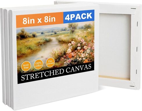 4 Pack Stretched Canvas Boards for Painting 8x10 Inch,Canvas Boards,Cotton Blank Canvas,Boards & Panels for Painting Acrylic and Oil, Art Supplies for Adults and Teens (4 Pack-8x10 Inch) in Saudi Arabia