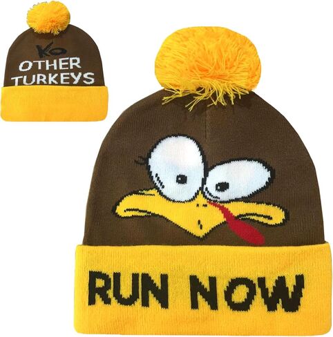 قبعة الديك الرومي Run Beanie Thansgiving تركيا بوم بوم للعدائين Run Now، KO Other Turkeys متعدد الألوان in Saudi Arabia