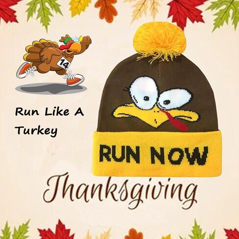 قبعة الديك الرومي Run Beanie Thansgiving تركيا بوم بوم للعدائين Run Now، KO Other Turkeys متعدد الألوان in Saudi Arabia