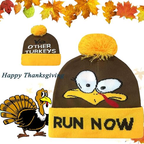 قبعة الديك الرومي Run Beanie Thansgiving تركيا بوم بوم للعدائين Run Now، KO Other Turkeys متعدد الألوان in Saudi Arabia