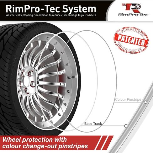 واقيات حافة أحزمة العجلات من Rimpro-Tec لحماية عجلات السيارة والديكور، مناسبة للحافة المسطحة Tesla 4 مم وجميع السيارات الأخرى، سهلة التركيب تناسب من 12 بوصة إلى 22 بوصة القاعدة: أبيض، الجزء الداخلي: أبيض. in Saudi Arabia