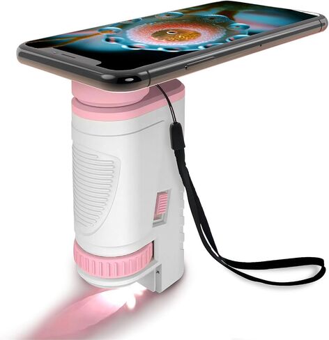 Mini Lab Microscope for Kids, Portable LED Lighted Microscopes Digital Pocket Microscope for Adults 60-160X High-Definition Miniscope Handheld Microscope STEM Educational Tool (Stand Pink) in Saudi Arabia