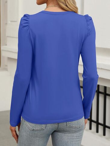ANRABESS Womens Puff Long Sleeve Shirts Crewneck Fall Tops Basic Dressy Casual Blouses 2024 Trendy Outfits in Kuwait