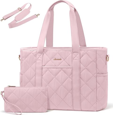 LOVEVOOK Tote Bag for Women, Quilted Puffer 15.6 Inch Laptop Handbag with Zipper, Large Lightweight Shoulder Bag in Kuwait