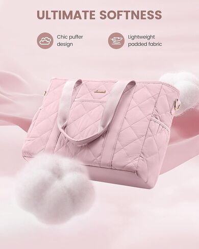 LOVEVOOK Tote Bag for Women, Quilted Puffer 15.6 Inch Laptop Handbag with Zipper, Large Lightweight Shoulder Bag in Kuwait