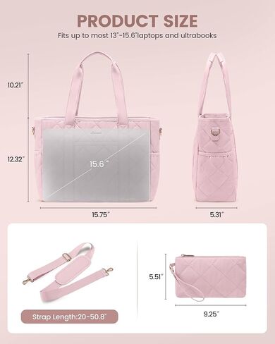 LOVEVOOK Tote Bag for Women, Quilted Puffer 15.6 Inch Laptop Handbag with Zipper, Large Lightweight Shoulder Bag in Kuwait