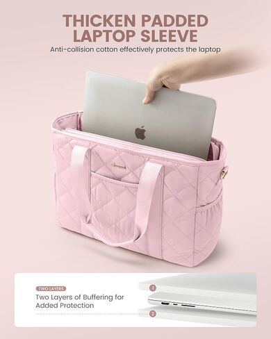 LOVEVOOK Tote Bag for Women, Quilted Puffer 15.6 Inch Laptop Handbag with Zipper, Large Lightweight Shoulder Bag in Kuwait