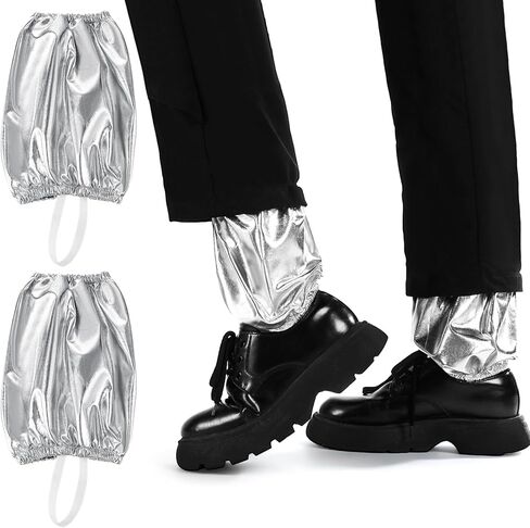 Panitay Pop Star زي الهالوين زي أداء جوارب الكاحل الفضية لزي 90s Dance Star زي حفلة الهالوين الرجعية للبالغين الرجال والنساء in Kuwait