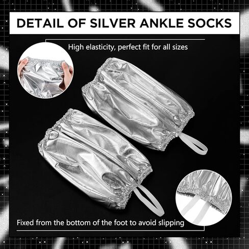 Panitay Pop Star زي الهالوين زي أداء جوارب الكاحل الفضية لزي 90s Dance Star زي حفلة الهالوين الرجعية للبالغين الرجال والنساء in Kuwait