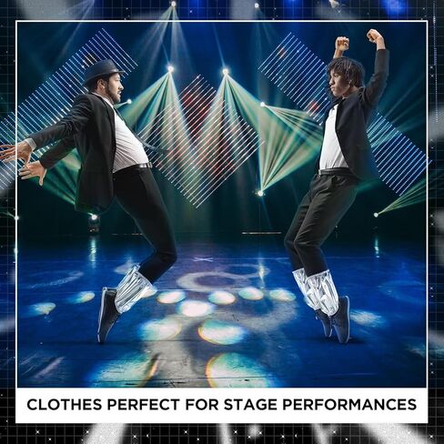 Panitay Pop Star زي الهالوين زي أداء جوارب الكاحل الفضية لزي 90s Dance Star زي حفلة الهالوين الرجعية للبالغين الرجال والنساء in Kuwait