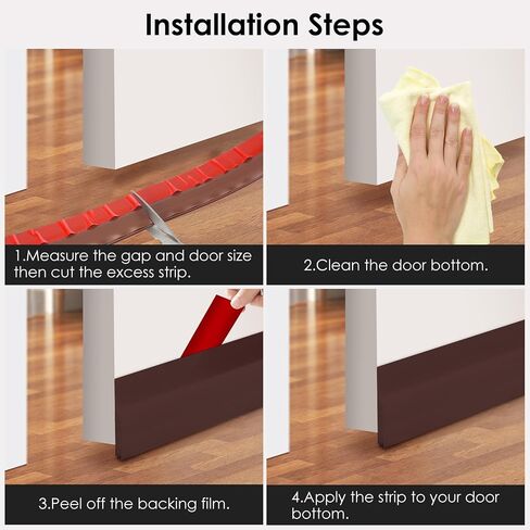 Under Door Draft Stopper & Weather Stripping Door Seal - Easy to Install, Block Noise & Cold Air, Reduce Wind/Breeze,Perfect Door Stoppers for Bottom of Door (Brown, 2“ W x 39" L) in Saudi Arabia