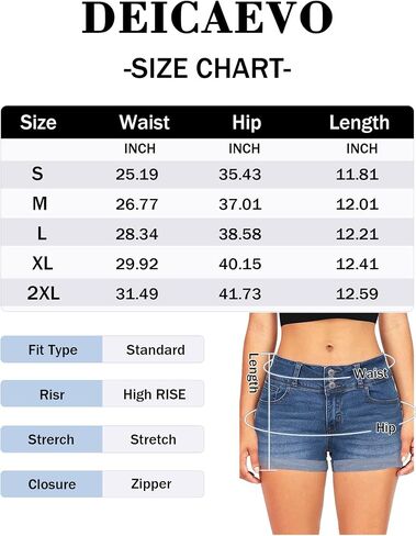 Womens Casual Stretchy Denim Shorts Cuffed High Waisted Jean Shorts Folded Hem Buttons Denim Shorts in Saudi Arabia