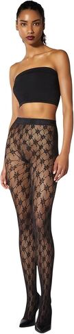 Wolford Rose Tights for Women Floral Pattern Sheer Net Hosiery Elastic Logo Waistband Pantyhose Stockings Sustainably Dyed in Saudi Arabia