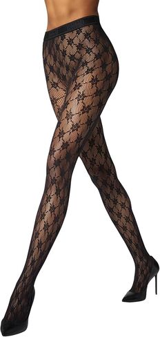 Wolford Rose Tights for Women Floral Pattern Sheer Net Hosiery Elastic Logo Waistband Pantyhose Stockings Sustainably Dyed in Saudi Arabia