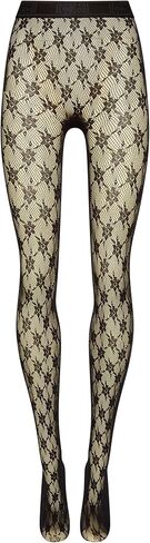 Wolford Rose Tights for Women Floral Pattern Sheer Net Hosiery Elastic Logo Waistband Pantyhose Stockings Sustainably Dyed in Saudi Arabia