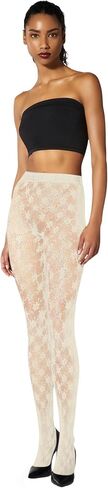 Wolford Rose Tights for Women Floral Pattern Sheer Net Hosiery Elastic Logo Waistband Pantyhose Stockings Sustainably Dyed in Saudi Arabia