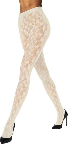 Wolford Rose Tights for Women Floral Pattern Sheer Net Hosiery Elastic Logo Waistband Pantyhose Stockings Sustainably Dyed in Saudi Arabia