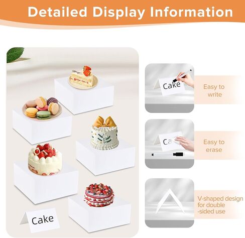 مجموعة رافعات بوفيه أكريليك بيضاء من Heuyrao، 6 قطع، صناديق أكريليك بيضاء لعرض الطعام مع قيعان مجوفة، حاملات عرض طعام بيضاء للكعك والمقتنيات والألعاب والمجوهرات ومستحضرات التجميل in Kuwait