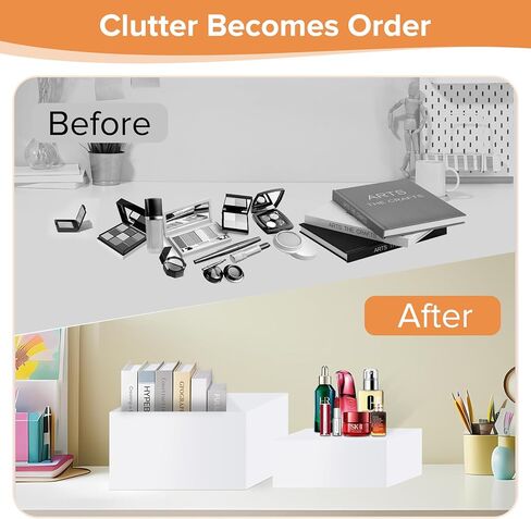 مجموعة رافعات بوفيه أكريليك بيضاء من Heuyrao، 6 قطع، صناديق أكريليك بيضاء لعرض الطعام مع قيعان مجوفة، حاملات عرض طعام بيضاء للكعك والمقتنيات والألعاب والمجوهرات ومستحضرات التجميل in Kuwait