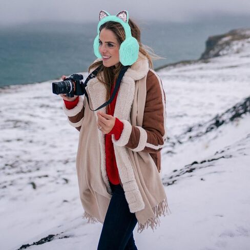 ACTLATI Cat Ear Earmuffs Foldable Ear Warmers Sequin Plush Ear Muffs Winter Outdoor Ear Covers for Women Girls in Kuwait