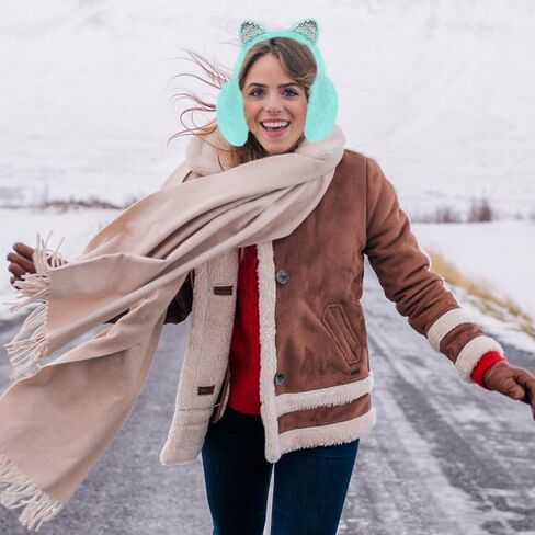 ACTLATI Cat Ear Earmuffs Foldable Ear Warmers Sequin Plush Ear Muffs Winter Outdoor Ear Covers for Women Girls in Kuwait