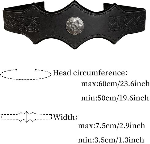 JAOYU Medieval Headpiece Embossed Faux Leather Headband Adjustable Renaissance Cosplay Costume Ren Faire Accessories in Kuwait