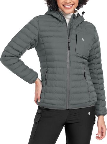 سترة نسائية منتفخة دافئة مقاومة للماء من Little Donkey Andy، معطف شتوي مقاوم للرياح مع عزل معاد تدويره in Kuwait