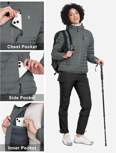 سترة نسائية منتفخة دافئة مقاومة للماء من Little Donkey Andy، معطف شتوي مقاوم للرياح مع عزل معاد تدويره in Kuwait