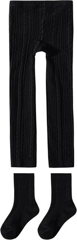 Kid Girls Footless Tights with Socks Set Toddler Cotton Leggings Pants Warm Stockings Age 18M-8Y in Saudi Arabia