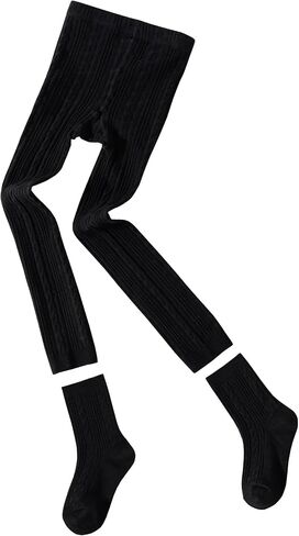 Kid Girls Footless Tights with Socks Set Toddler Cotton Leggings Pants Warm Stockings Age 18M-8Y in Saudi Arabia